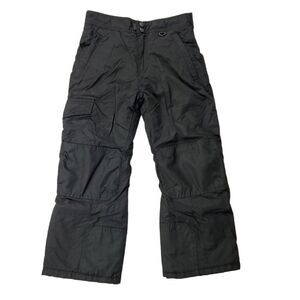 Slalom Kids Snowboarding Ski Cargo Pants 8 Black Knee Reinforced Insulated